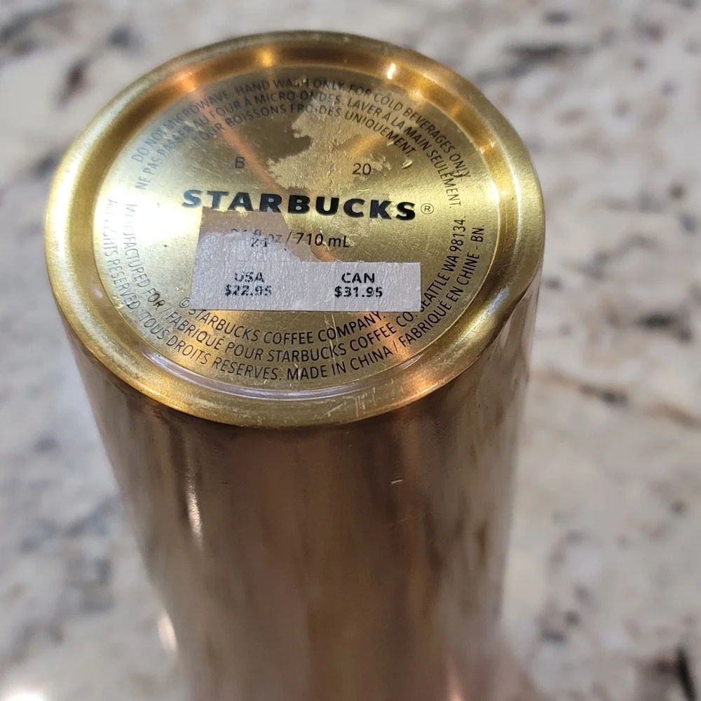 Starbucks Fall Pink Rose Gold Ombre Stainless Steel Venti 24 Oz Cold/Hot Cup